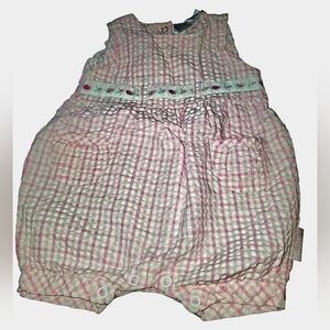 Pink And White Plaid Baby Romper 3-6 Months - Cotton